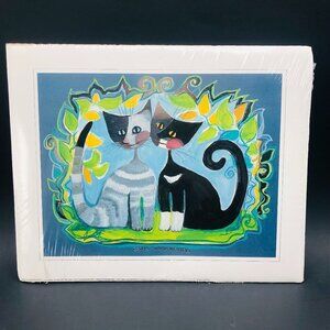 Vintage Rosina Wachtmeister 1993 Special Edition Duo Romantico Cat Foiled Litho